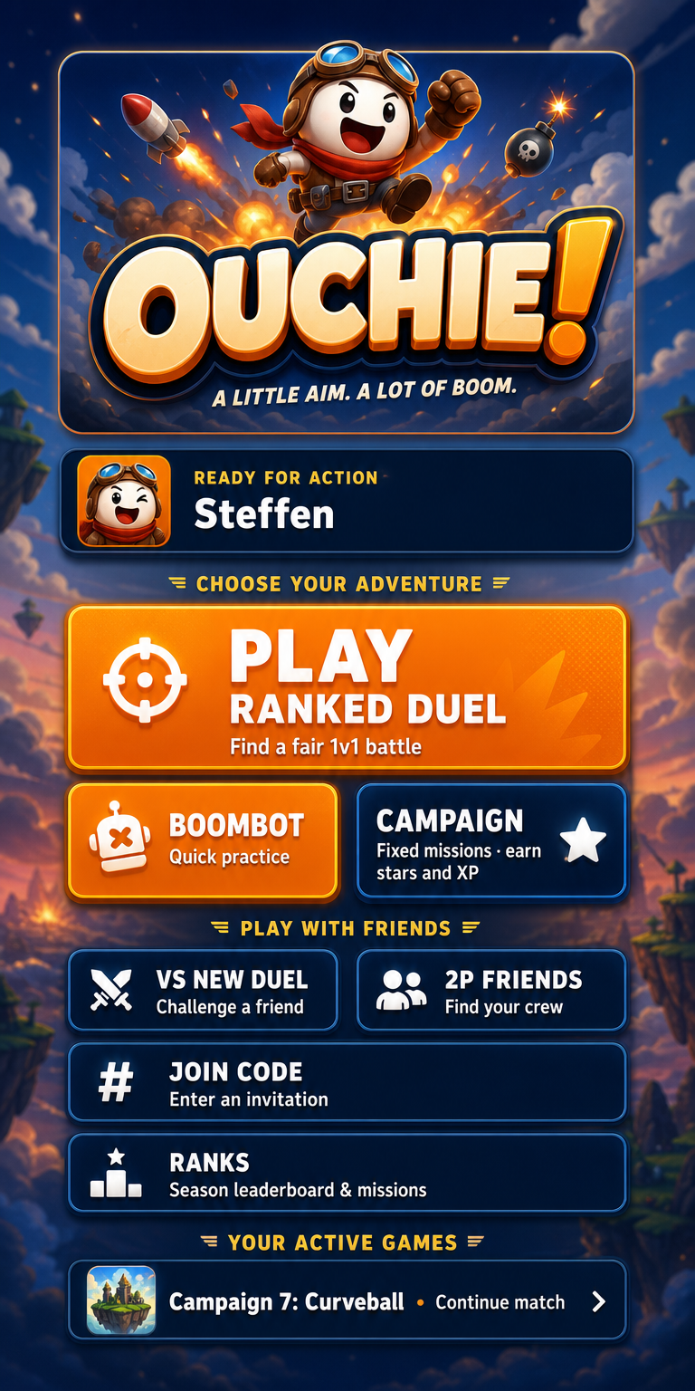 The Ouchie home screen